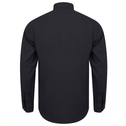 Black - Back - Henbury Mens Moisture Wicking Long-Sleeved Shirt