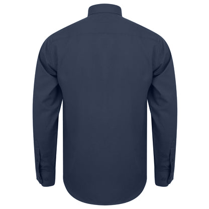 Navy - Back - Henbury Mens Moisture Wicking Long-Sleeved Shirt