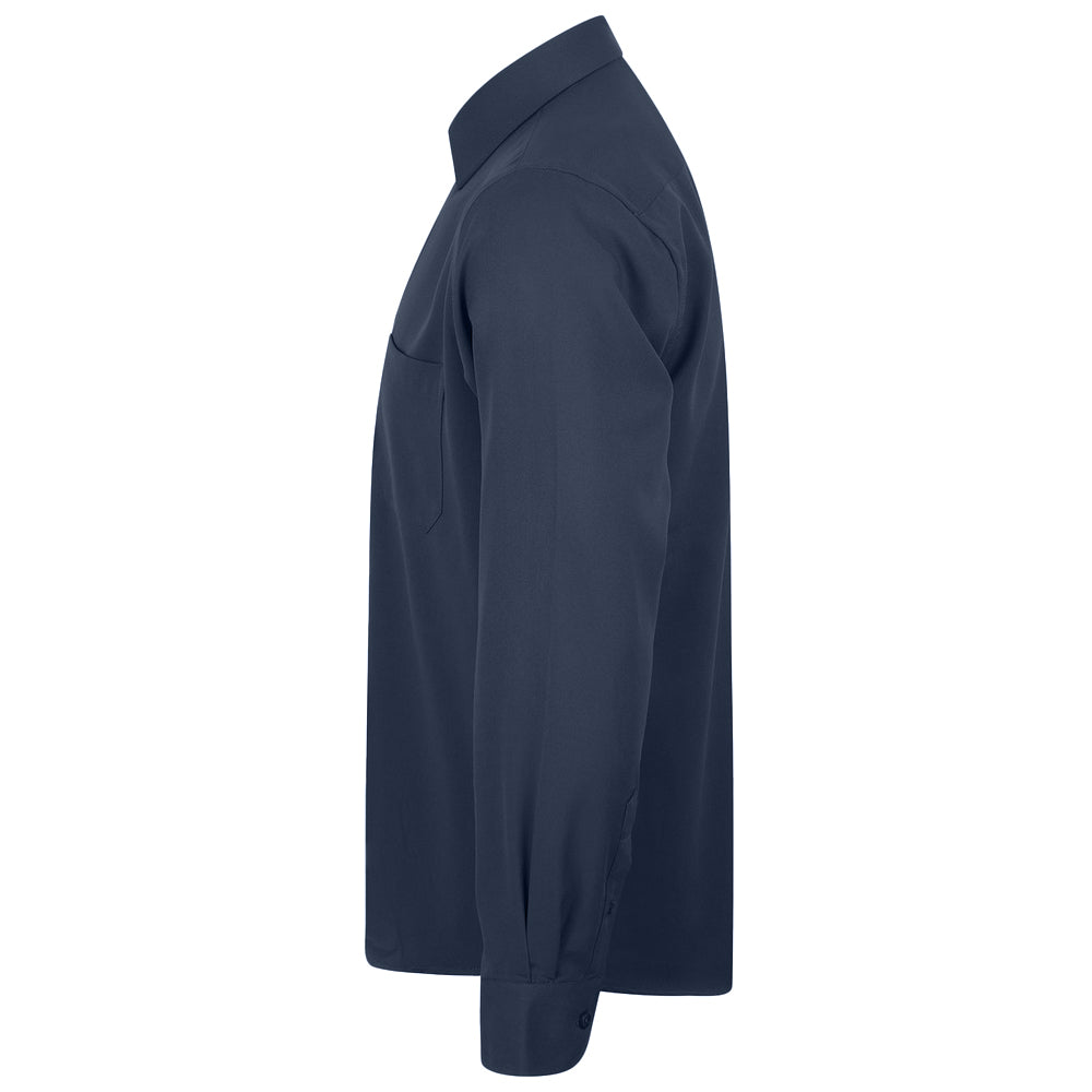Navy - Side - Henbury Mens Moisture Wicking Long-Sleeved Shirt