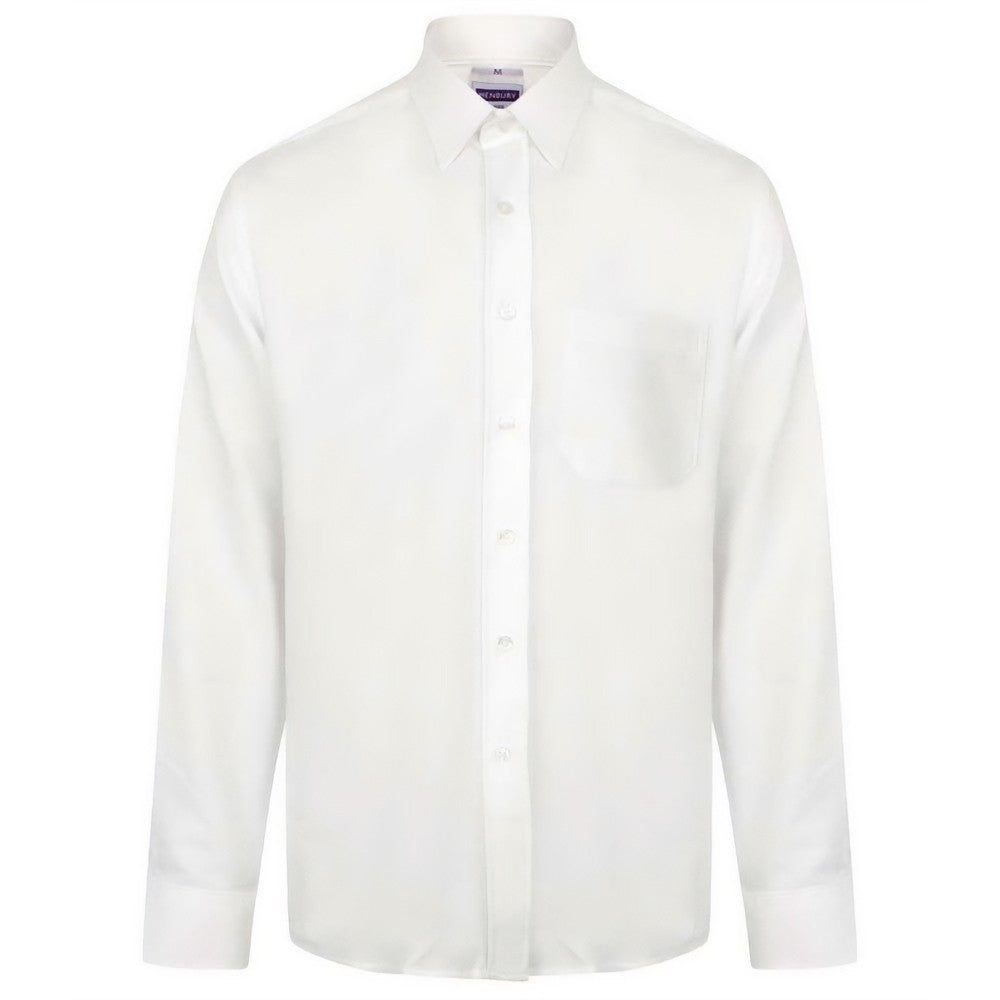 White - Front - Henbury Mens Moisture Wicking Long-Sleeved Shirt