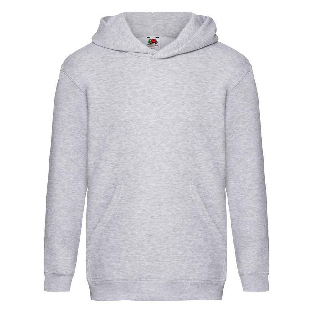 Grey - Front - Fruit Of The Loom Childrens-Kids Premium Heather Hooded Sweatshirt