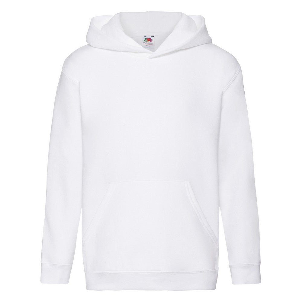 White - Front - Fruit Of The Loom Childrens-Kids Premium Hooded Sweatshirt