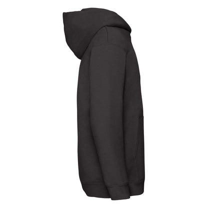 Black - Side - Fruit Of The Loom Childrens-Kids Premium Hooded Sweatshirt