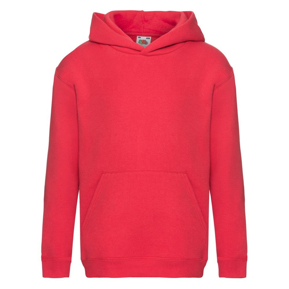 Red - Front - Fruit Of The Loom Childrens-Kids Premium Hooded Sweatshirt