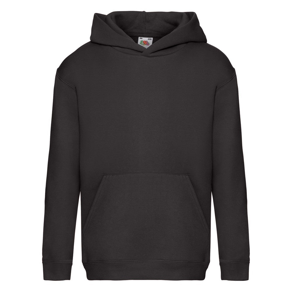 Black - Front - Fruit Of The Loom Childrens-Kids Premium Hooded Sweatshirt