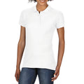 White - Front - Gildan Womens-Ladies Double Piqué Soft Touch Polo Shirt