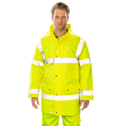 Yellow - Back - SAFE-GUARD by Result Unisex Adult Hi-Vis Jacket