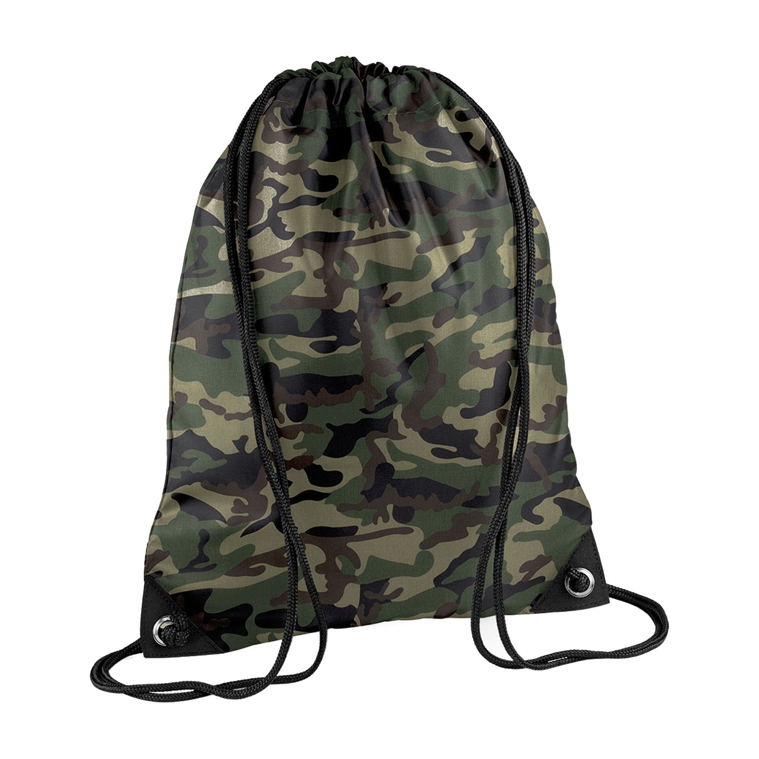 Camouflage Green - Front - Bagbase Premium Camouflage Drawstring Bag