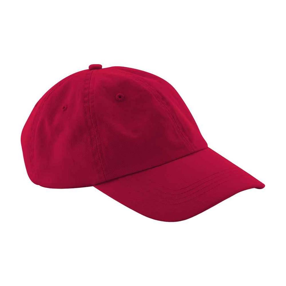 Classic Red - Front - Beechfield 6 Panel Low Profile Cap
