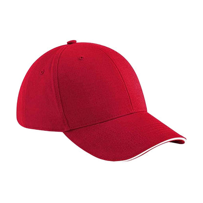 Classic Red-White - Front - Beechfield Athleisure 6 Panel Baseball Cap