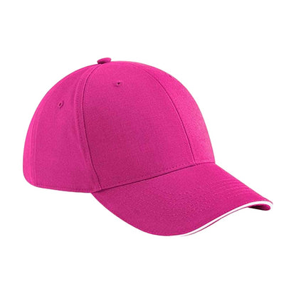 Fuchsia-White - Front - Beechfield Athleisure 6 Panel Baseball Cap