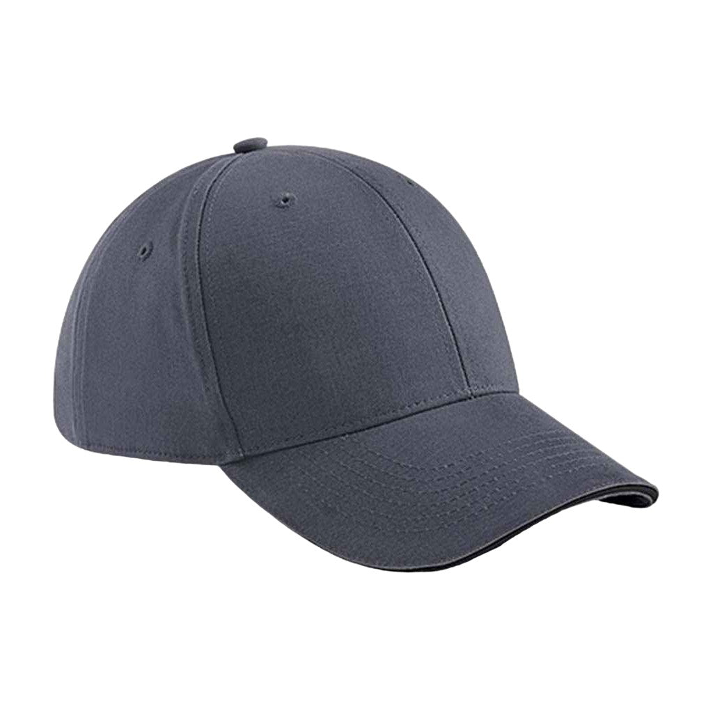 Graphite Grey-Black - Front - Beechfield Athleisure 6 Panel Baseball Cap