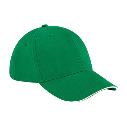 Kelly Green-White - Front - Beechfield Athleisure 6 Panel Baseball Cap