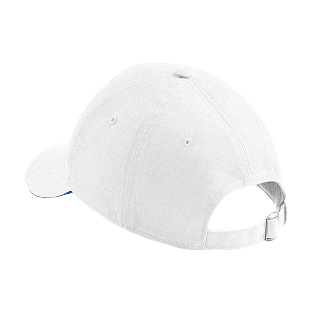 White-Bright Royal Blue - Back - Beechfield Athleisure 6 Panel Baseball Cap