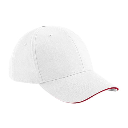 White-Classic Red - Front - Beechfield Athleisure 6 Panel Baseball Cap