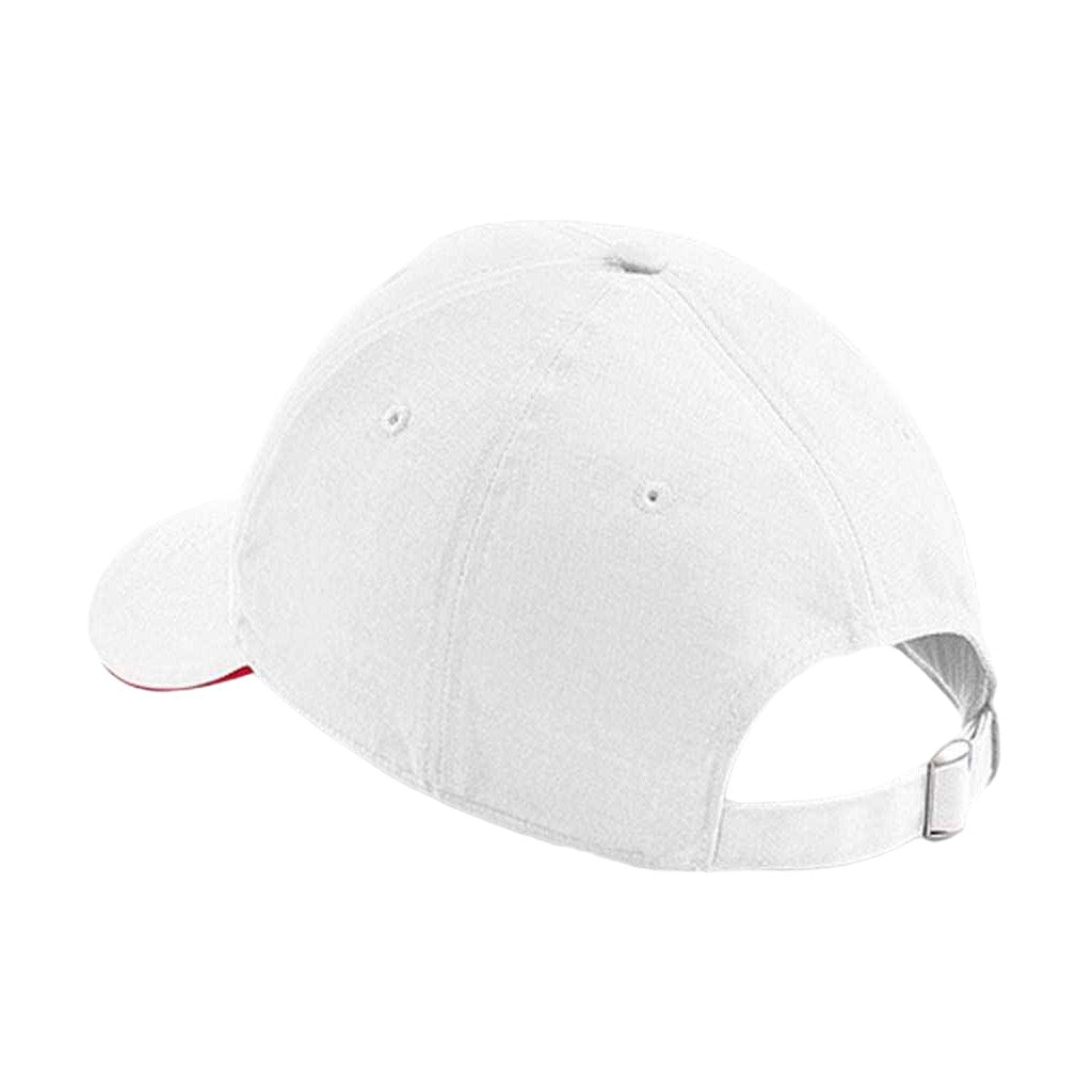White-Classic Red - Back - Beechfield Athleisure 6 Panel Baseball Cap