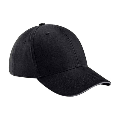 Black-Graphite Grey - Front - Beechfield Athleisure 6 Panel Baseball Cap