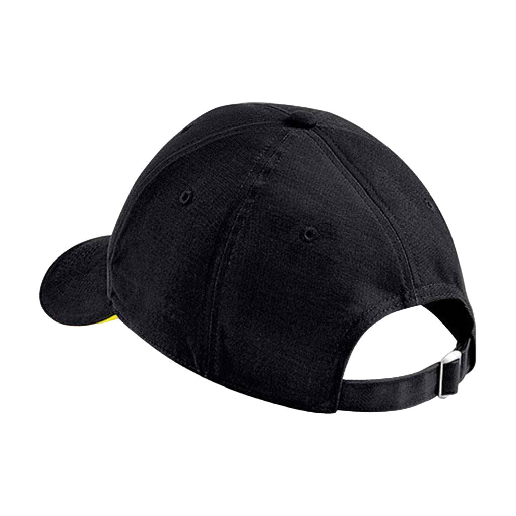 Black-Yellow - Back - Beechfield Athleisure 6 Panel Baseball Cap