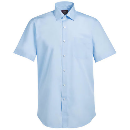 Blue - Front - Brook Taverner Mens Rosello Poplin Short-Sleeved Formal Shirt
