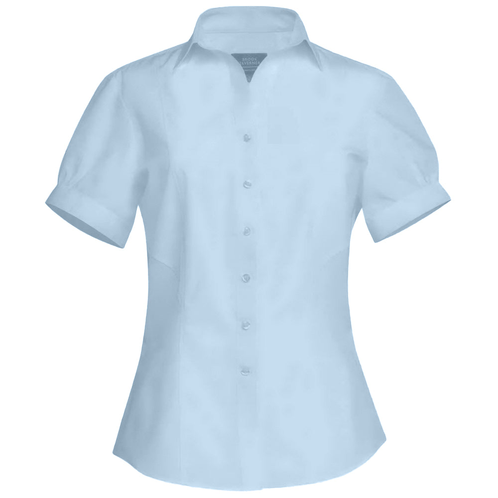 Blue - Front - Brook Taverner Womens-Ladies Paduli Poplin Short-Sleeved Formal Shirt