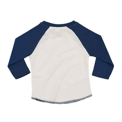 White-Swiss Navy - Back - Babybugz Toddler Long-Sleeved Baseball T-Shirt