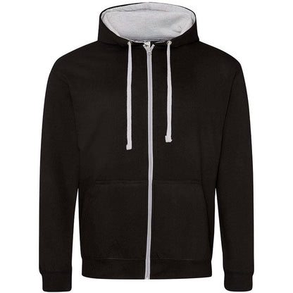 Jet Black-Heather Grey - Front - Awdis Mens Varsity Heather Full Zip Hoodie