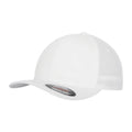 White - Front - Flexfit Tactel Mesh Panel Baseball Cap