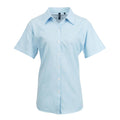 White - Front - Premier Womens-Ladies Signature Pearlised Oxford Short-Sleeved Shirt