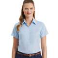 Light Blue - Back - Premier Womens-Ladies Signature Pearlised Oxford Short-Sleeved Shirt
