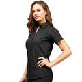 Black - Back - Premier Womens-Ladies Signature Pearlised Oxford Short-Sleeved Shirt