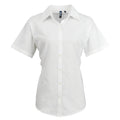 Light Blue - Front - Premier Womens-Ladies Signature Pearlised Oxford Short-Sleeved Shirt