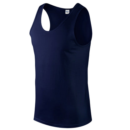 Navy - Side - Gildan Unisex Adult Softstyle Tank Top