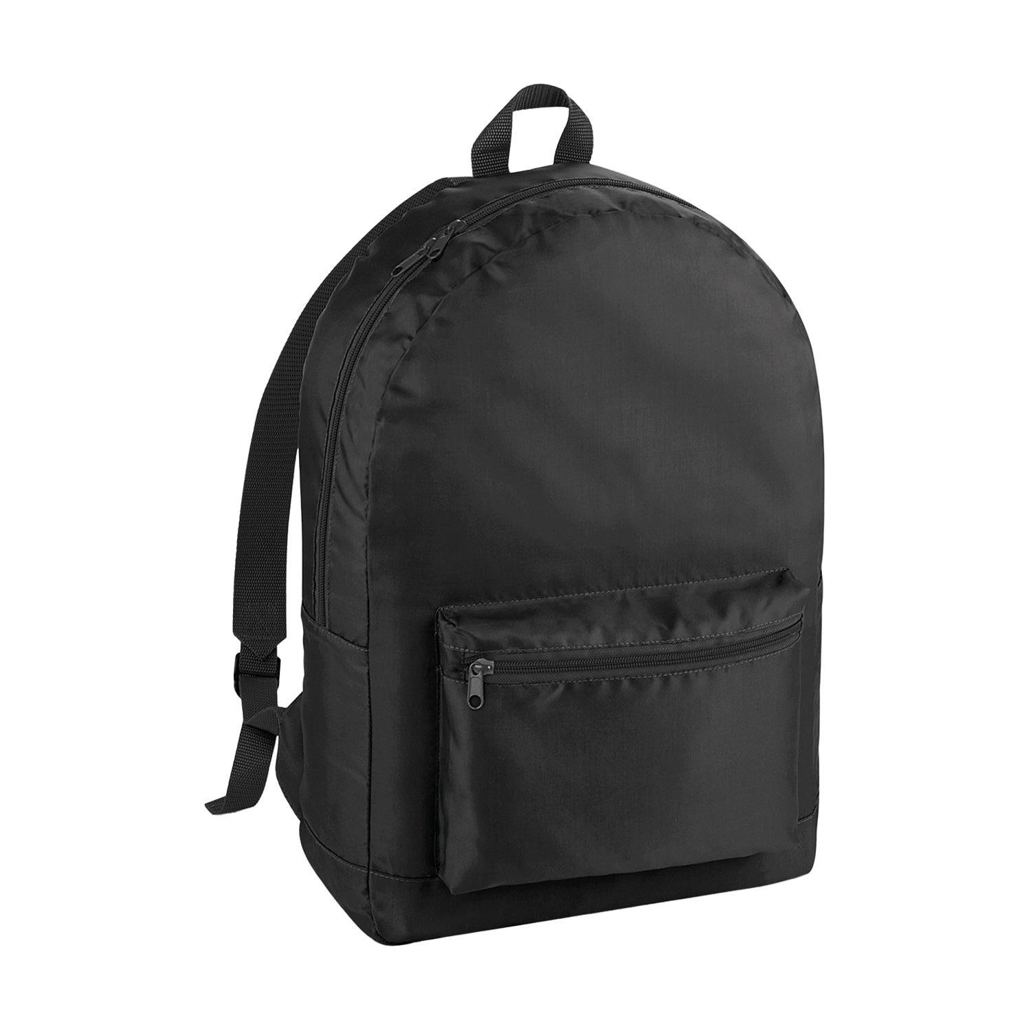 Black - Front - Bagbase Plain Packaway Backpack