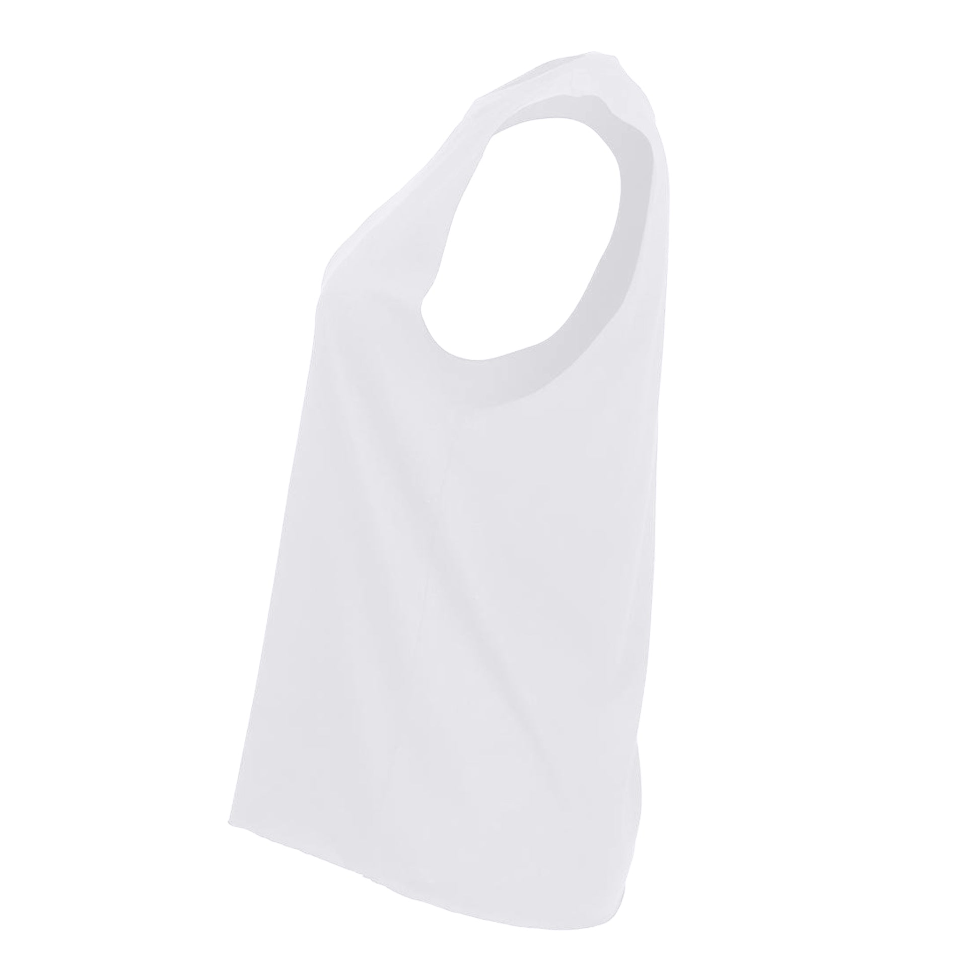 White - Side - Skinni Fit Womens-Ladies High-Neck Tank Top