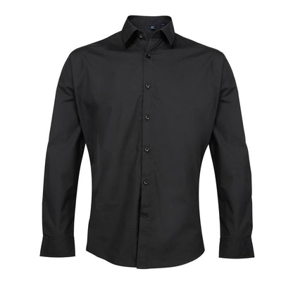 Black - Front - Premier Mens Supreme Poplin Formal Shirt