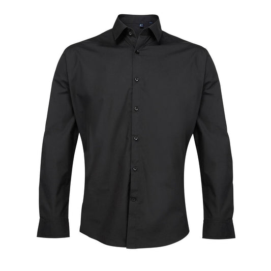 Black - Front - Premier Mens Supreme Poplin Formal Shirt