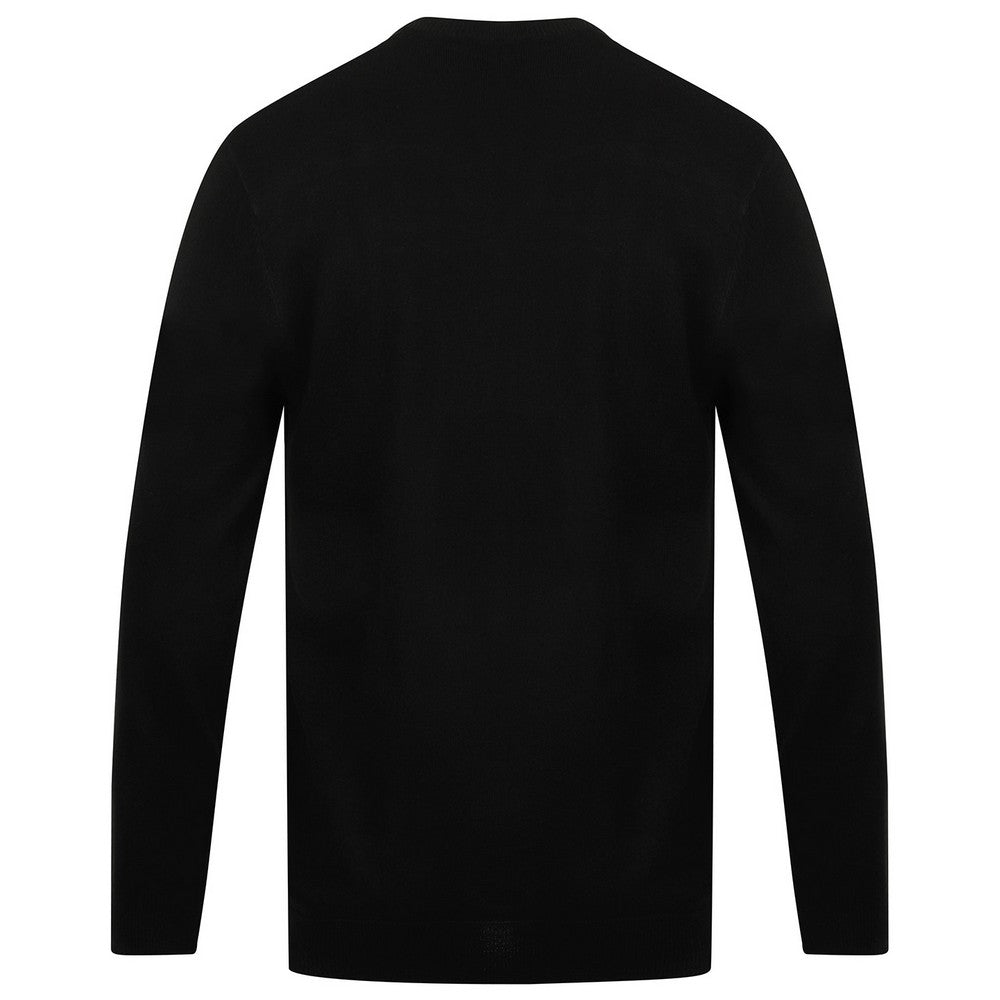 Black - Back - Henbury Mens Acrylic V Neck Sweatshirt