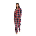 Red-Navy - Back - SF Womens-Ladies Tartan Long Pyjama Set