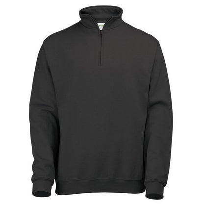 Jet Black - Front - Awdis Mens Sophomore Zip Neck Sweatshirt