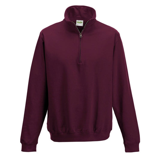 Burgundy - Front - Awdis Mens Sophomore Zip Neck Sweatshirt