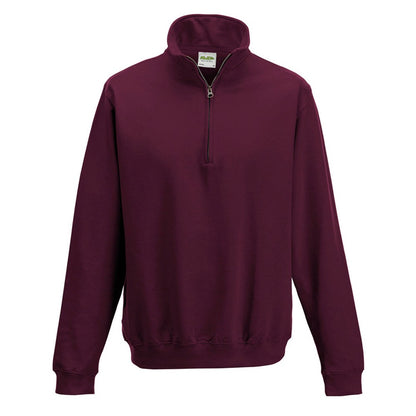 Burgundy - Front - Awdis Mens Sophomore Zip Neck Sweatshirt
