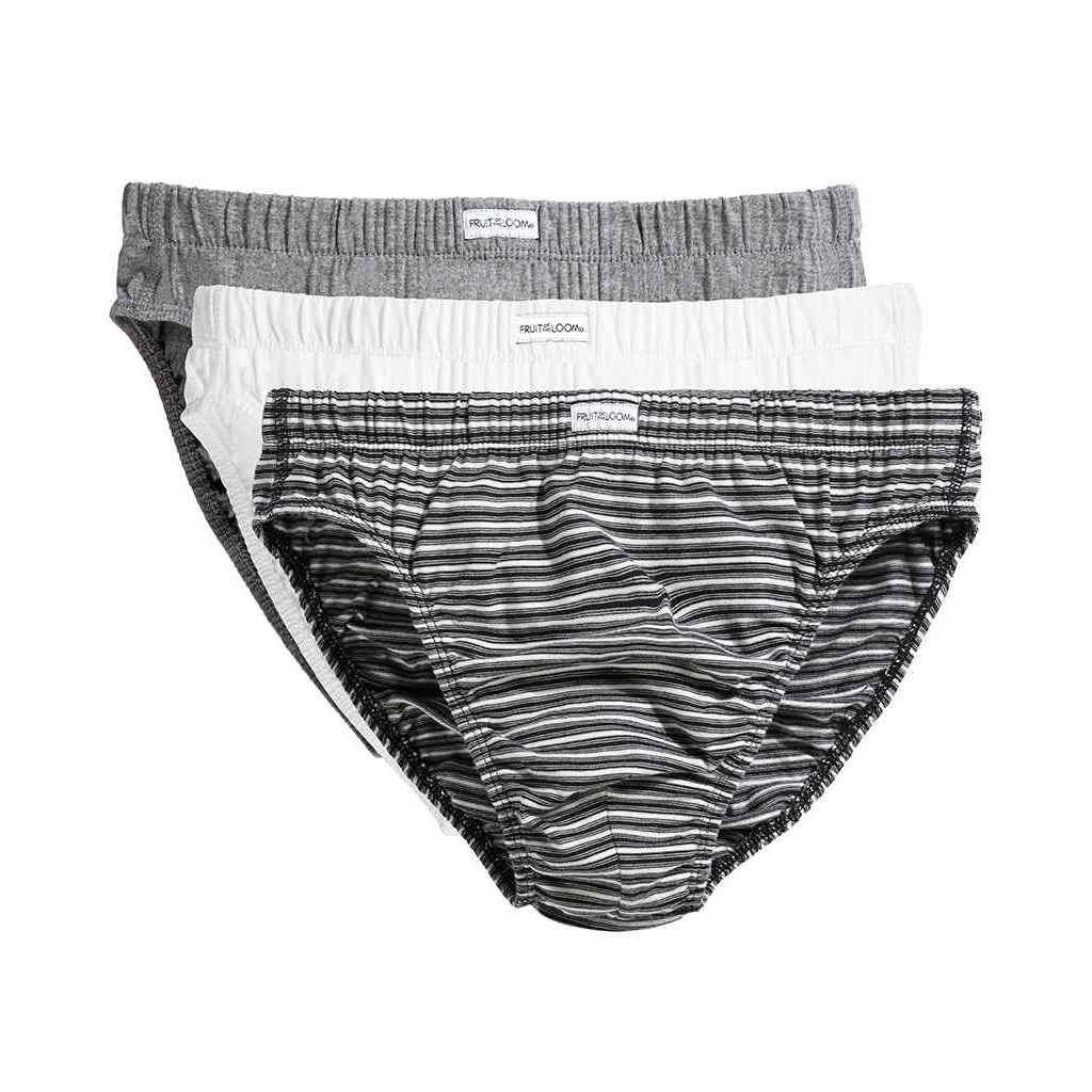 White-Grey-Black - Front - Fruit of the Loom Mens Classic Briefs (Pack of 3)