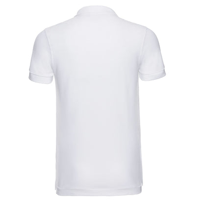 White - Back - Russell Mens Pique Stretch Polo Shirt