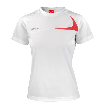 White-Red - Front - Spiro Womens-Ladies Training T-Shirt