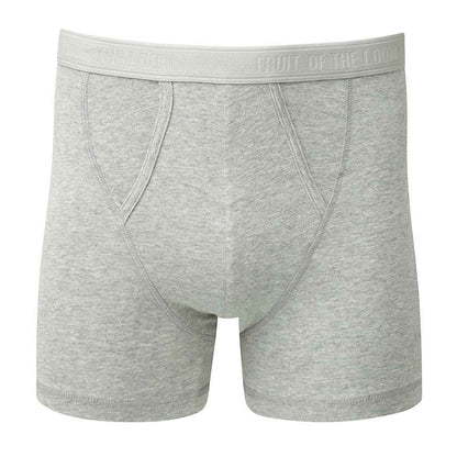Light Grey Marl - Front - Fruit of the Loom Mens Classic Plain Boxer Shorts (Pack of 2)