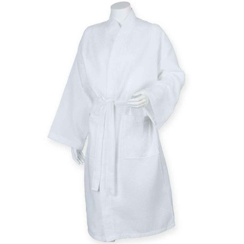 White - Front - Towel City Unisex Adult Waffle Robe