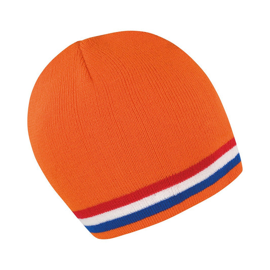 Orange-Red-White-Blue - Front - Result Winter Essentials Unisex Adult National Holland Beanie