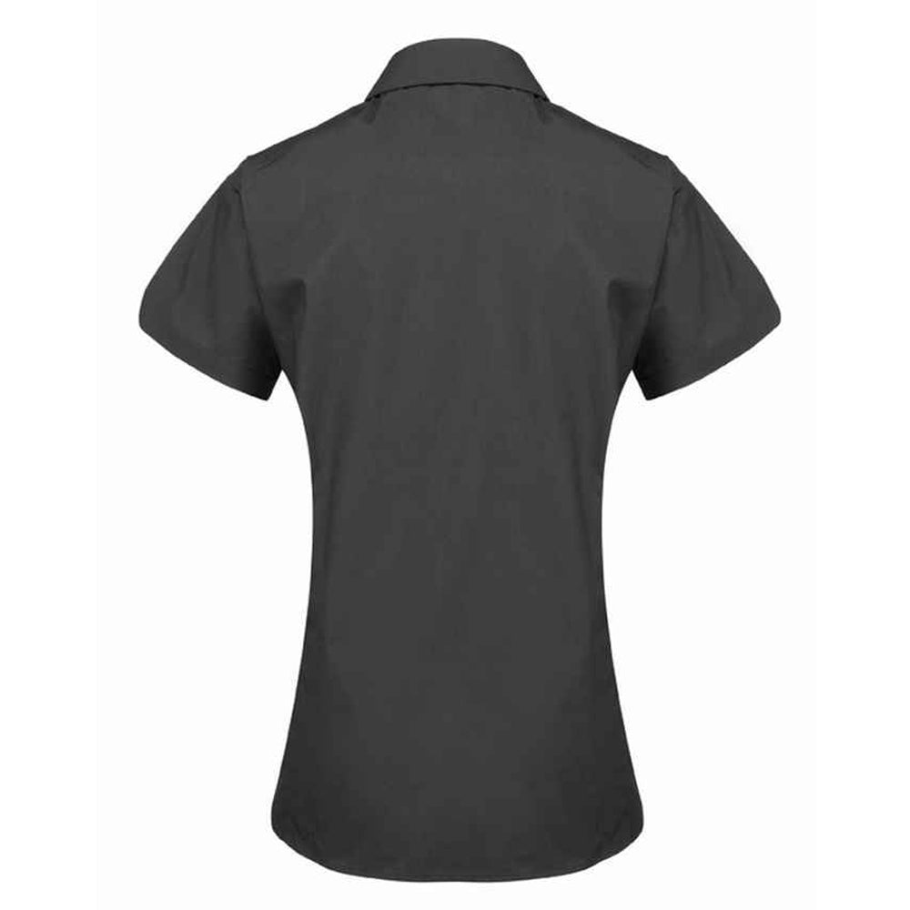 Black - Back - Premier Womens-Ladies Supreme Poplin Short-Sleeved Shirt