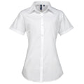 White - Front - Premier Womens-Ladies Supreme Poplin Short-Sleeved Shirt