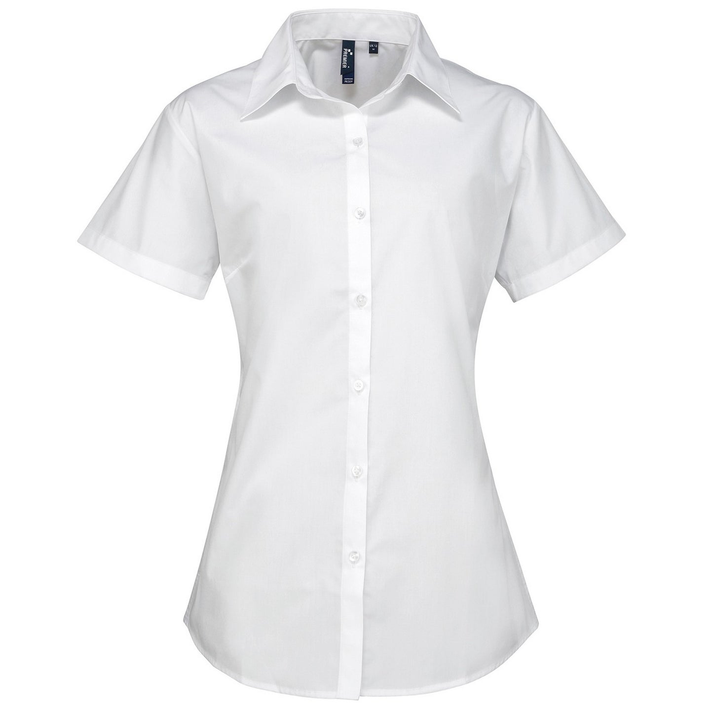 White - Front - Premier Womens-Ladies Supreme Poplin Short-Sleeved Shirt